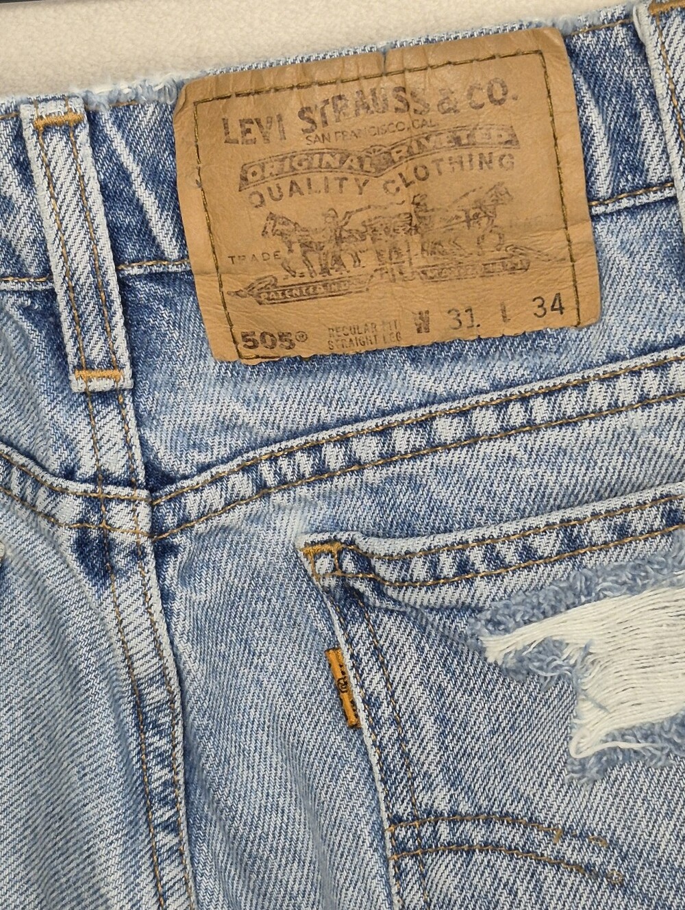 Levi 505 Orange Tab Vintage 1995 Cut-off Denim Shorts - See Measurements